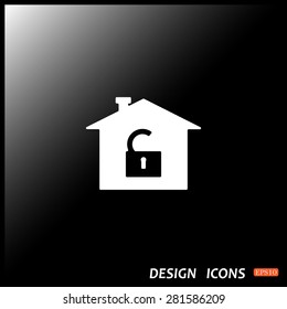 House, access is open, unlocked. icon. vector design