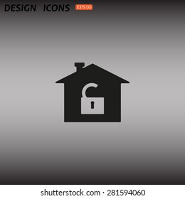 House, access is open, unlocked. icon. vector design