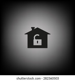 House, access is open, unlocked. icon. vector design