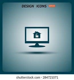 House, access is open, unlocked. icon. vector design