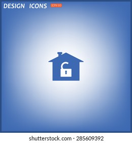 House, access is open, unlocked. icon. vector design