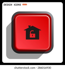 House, access is open, unlocked. icon. vector design