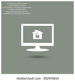 House, access is open, unlocked. icon. vector design