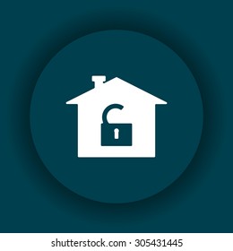 House, access is open, unlocked. icon. vector design