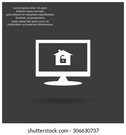 House, access is open, unlocked. icon. vector design