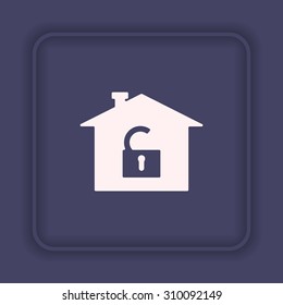 House, access is open, unlocked. icon. vector design
