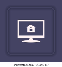 House, access is open, unlocked. icon. vector design