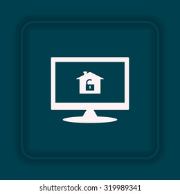 House, access is open, unlocked. icon. vector design