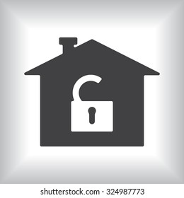 House, access is open, unlocked. icon. vector design