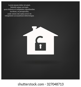 House, access is open, unlocked. icon. vector design