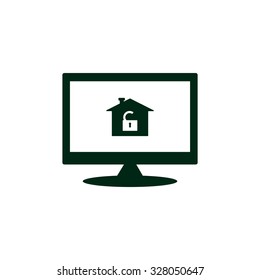 House, access is open, unlocked. icon. vector design