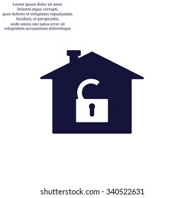 House, access is open, unlocked. icon. vector design