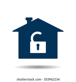 House, access is open, unlocked. icon, vector illustration. Flat design style