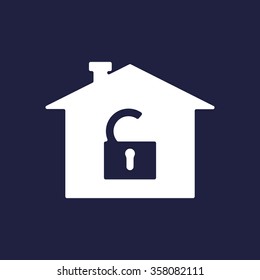 House, access is open, unlocked. icon, vector illustration. Flat design style