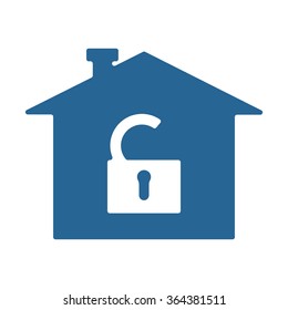 House, access is open, unlocked. icon, vector illustration. Flat design style