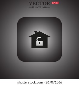 House, access is open, unlocked, web icon. vector design