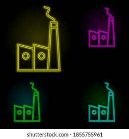 house add neon color set icon. Simple thin line, outline vector of building landmarks icons for ui and ux, website or mobile application