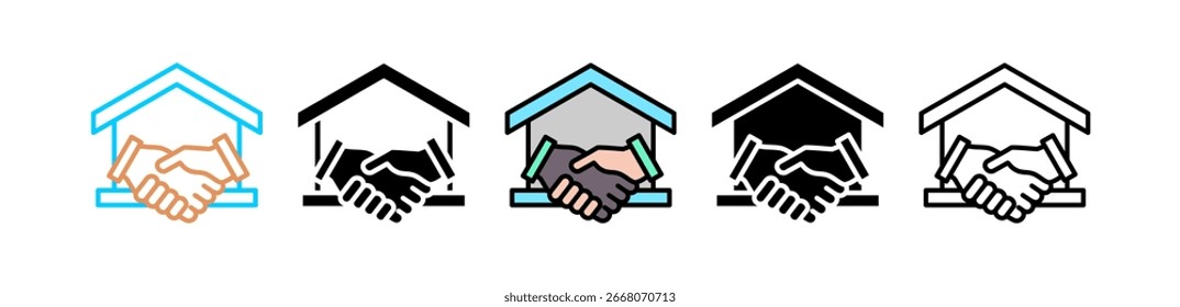 House Agreement Multi style icon in line color, mixed, lineal color, glyph, line.