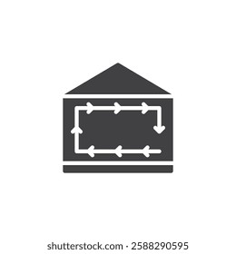 A house with air circulation arrows vector icon. filled flat sign for mobile concept and web design. Indoor Air Quality glyph icon. Symbol, logo illustration. Vector graphics