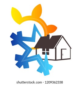 House air conditioner and heating symbol for business