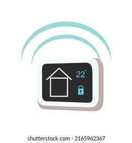 House alarm with touchscreen semi flat color vector object. Full sized item on white. Wireless home security system simple cartoon style illustration for web graphic design and animation