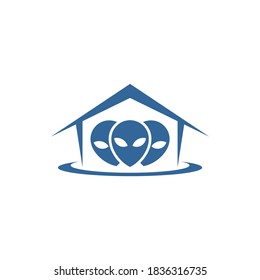 House Alien logo design vector Illustration, Alien design template