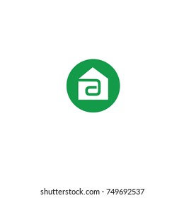 house with alphabet font flat logo vector template