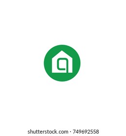 house with alphabet font flat logo vector template
