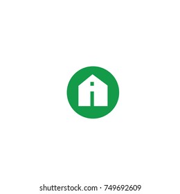 house with alphabet font flat logo vector template