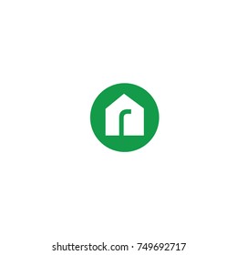 house with alphabet font flat logo vector template