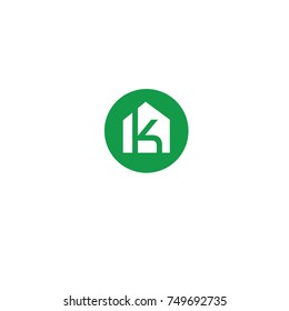 house with alphabet font flat logo vector template