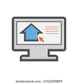 House analysis, selection vector icon. House on online platform or website, displaying details for property search, sale, rent or purchase. Ideal for real estate marketing, digital property listings.