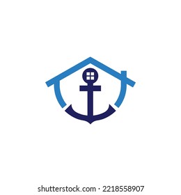 house and anchor logo design
