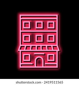 house with apartment building neon light sign vector. house with apartment building illustration