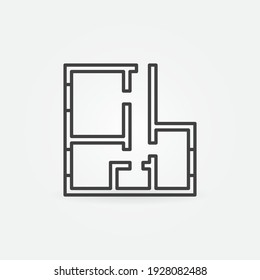 House or Apartment Plan vector concept icon or sign in outline style