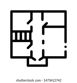 House Apartment Planning Vector Thin Line Icon. Planning Project Premise Room Linear Pictogram. Mortgage On Real Estate, Rent, Buy Or Sale Building Garage Contour Monochrome Illustration