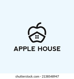 house apple logo design icon vector silhouette illustration