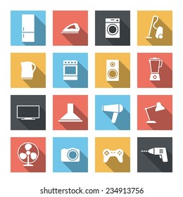 House appliance icon set. Flat design