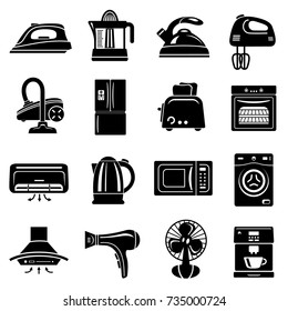 House appliance icons set. Simple illustration of 16 house appliance vector icons for web