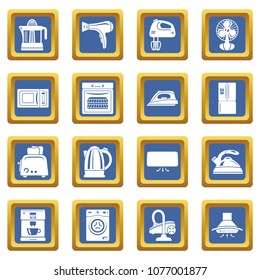 House appliance icons set vector blue square isolated on white background 