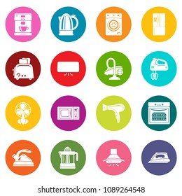 House appliance icons set vector colorful circles isolated on white background 