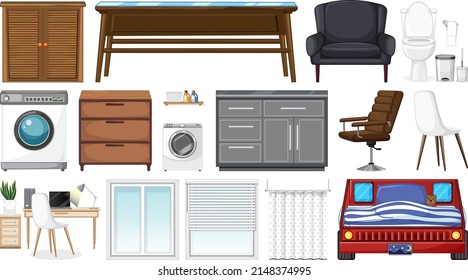 House appliances on white background illustration