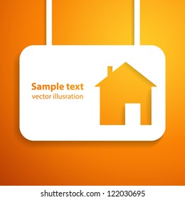 House applique background. Vector illustration for your business presentation. Picture of the cute orange home.