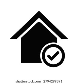 House approval icon representing real estate verification with approval