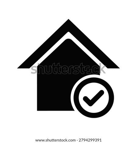 House approval icon representing real estate verification with approval