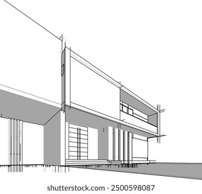 Haus architektonische 3D-Skizze Vektordesign