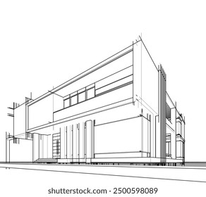 house architectural 3d sketch vector design
