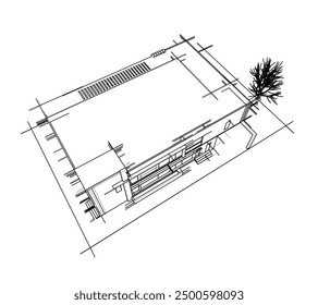 house architectural 3d sketch vector design