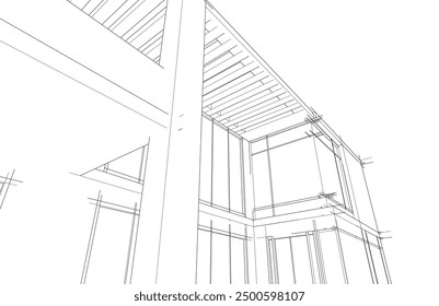 house architectural 3d sketch vector design