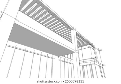 house architectural 3d sketch vector design